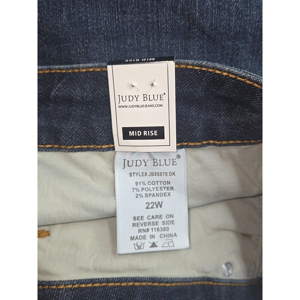New Judy Blue Jeans Womens 22W Plus Tummy Control Mid Rise Wide Leg Crop - Picture 3 of 3